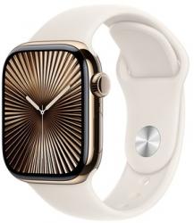 Apple Watch Series 10 GPS + Cellular 42mm Gold Titanium Case with Starlight Sport Band (MX073SA/A)